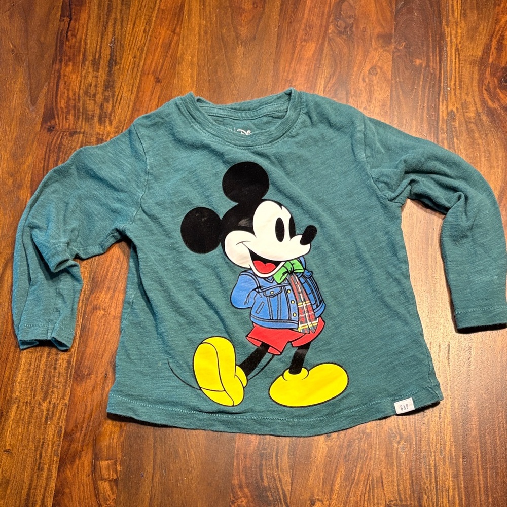 Disney Teal Mickey Mouse Long Sleeve Tee, kids size 4T